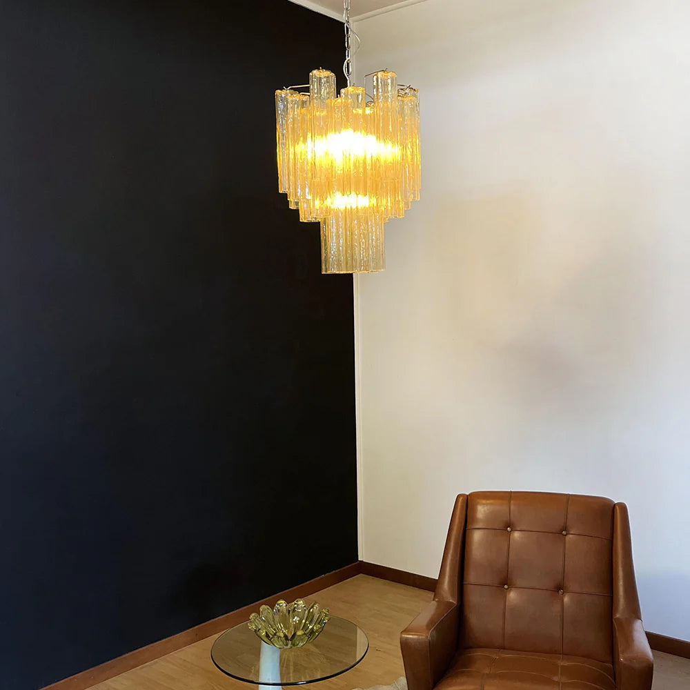 Fantastic Amber Murano Glass Tube Chandelier - Nuvé
