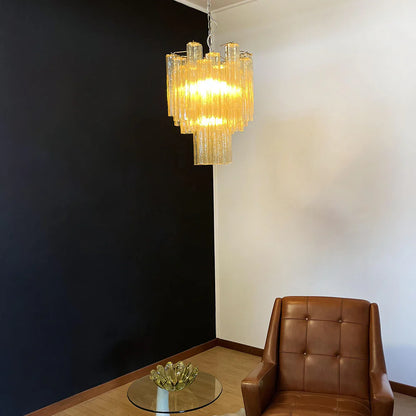Fantastic Amber Murano Glass Tube Chandelier - Nuvé