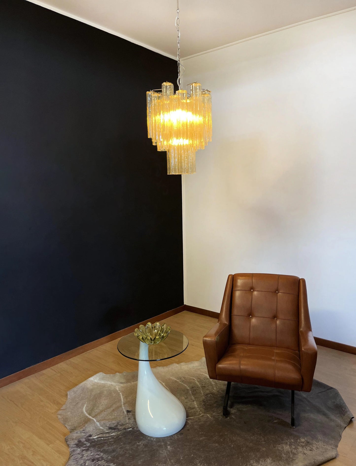 Fantastic Amber Murano Glass Tube Chandelier - Nuvé