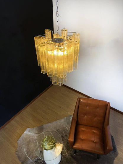 Fantastic Amber Murano Glass Tube Chandelier - Nuvé