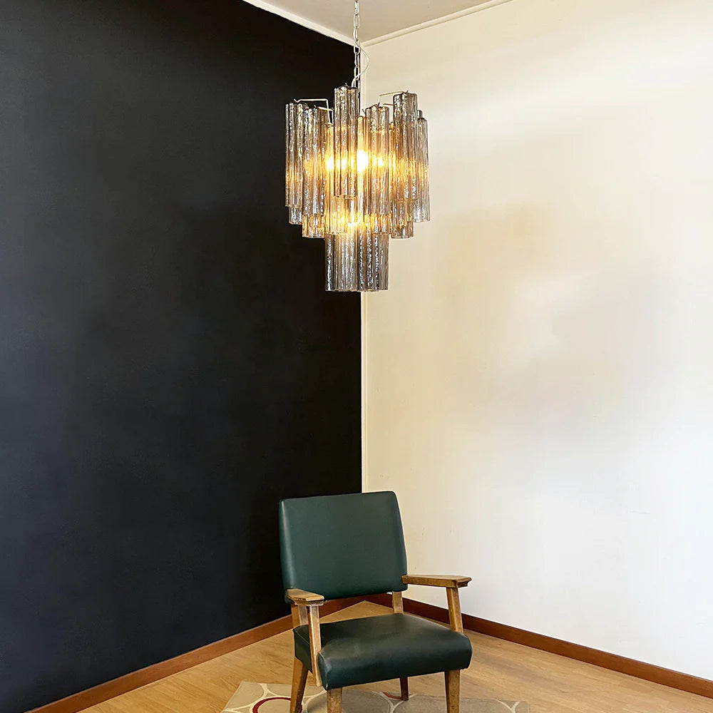 Fantastic Smoked Murano Glass Tube Chandelier - Nuvé