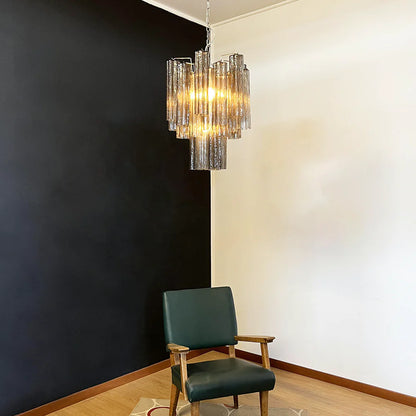 Fantastic Smoked Murano Glass Tube Chandelier - Nuvé