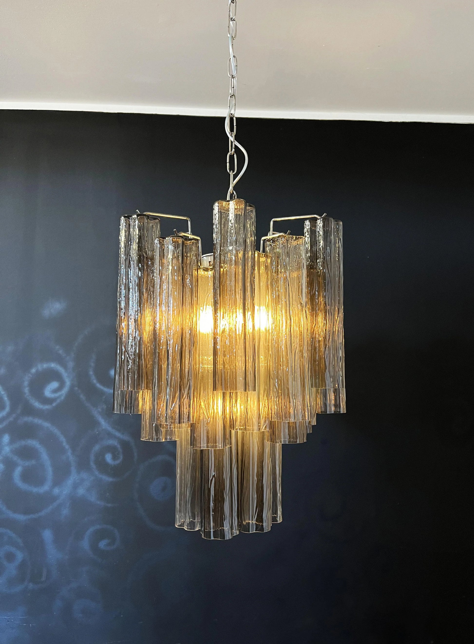 Fantastic Smoked Murano Glass Tube Chandelier - Nuvé