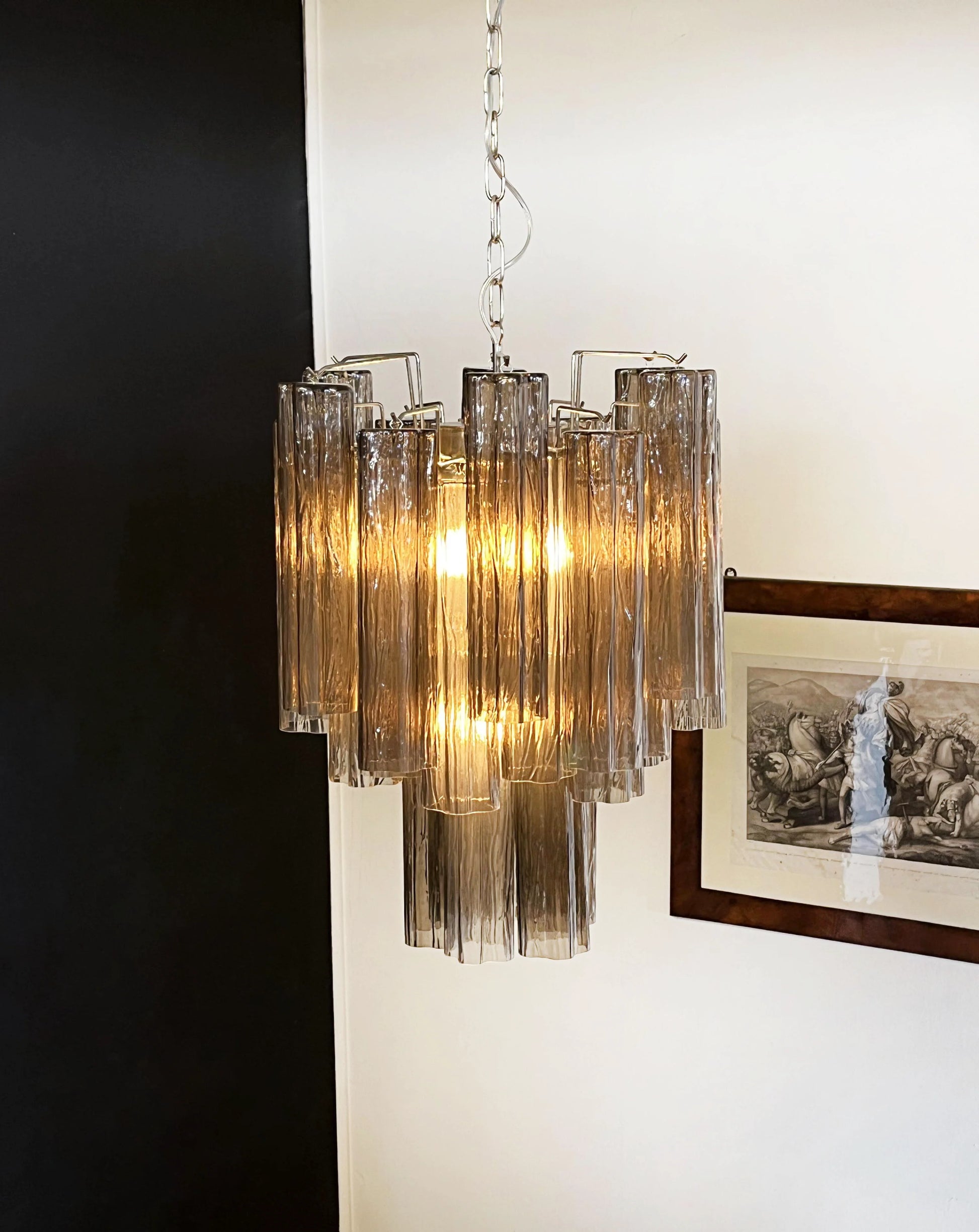 Fantastic Smoked Murano Glass Tube Chandelier - Nuvé