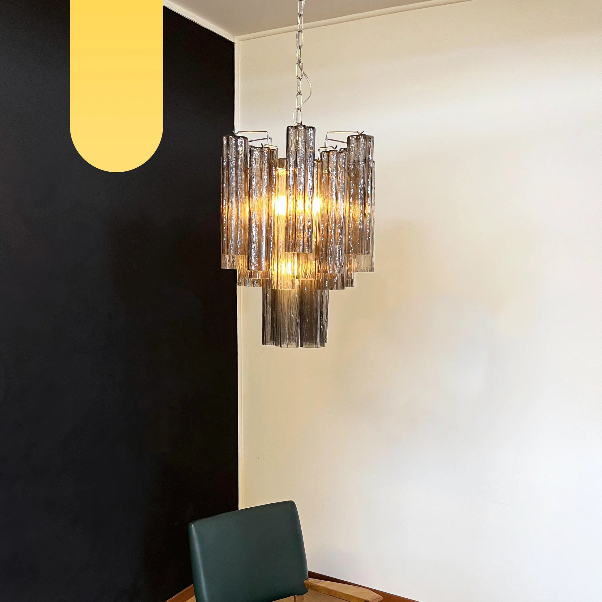 Fantastic Smoked Murano Glass Tube Chandelier - Nuvé