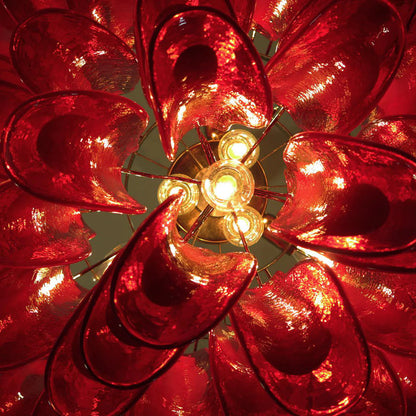 Vintage Red Glass Murano Petals Chandelier - Nuvé