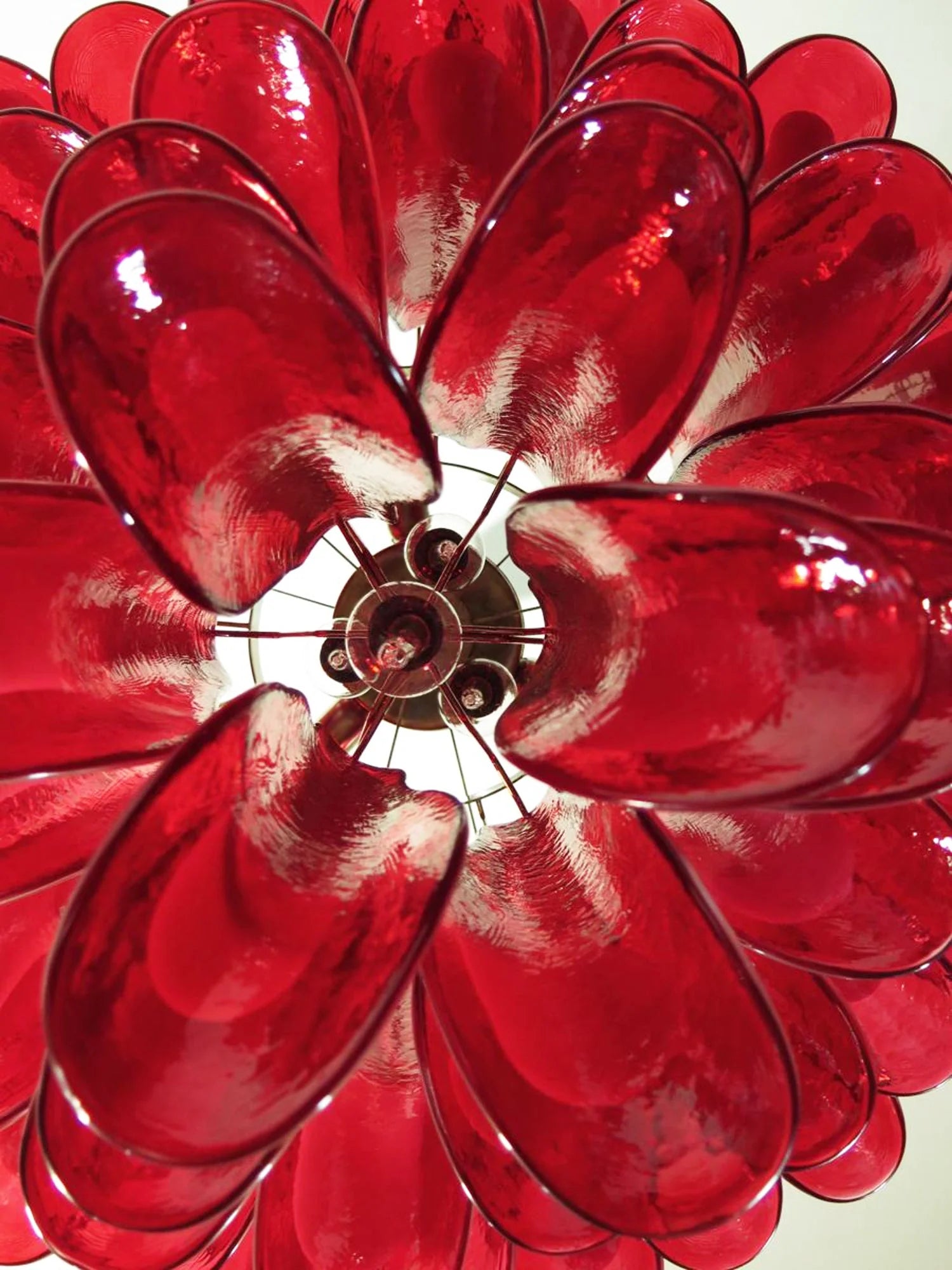 Vintage Red Glass Murano Petals Chandelier - Nuvé