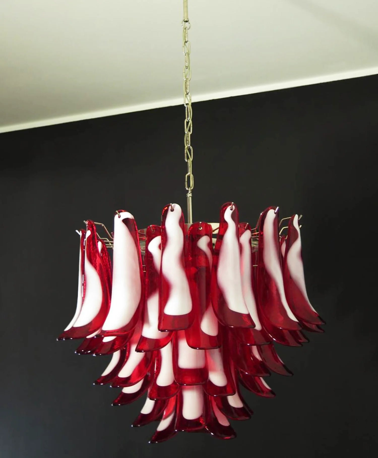 Vintage Red Glass Murano Petals Chandelier - Nuvé