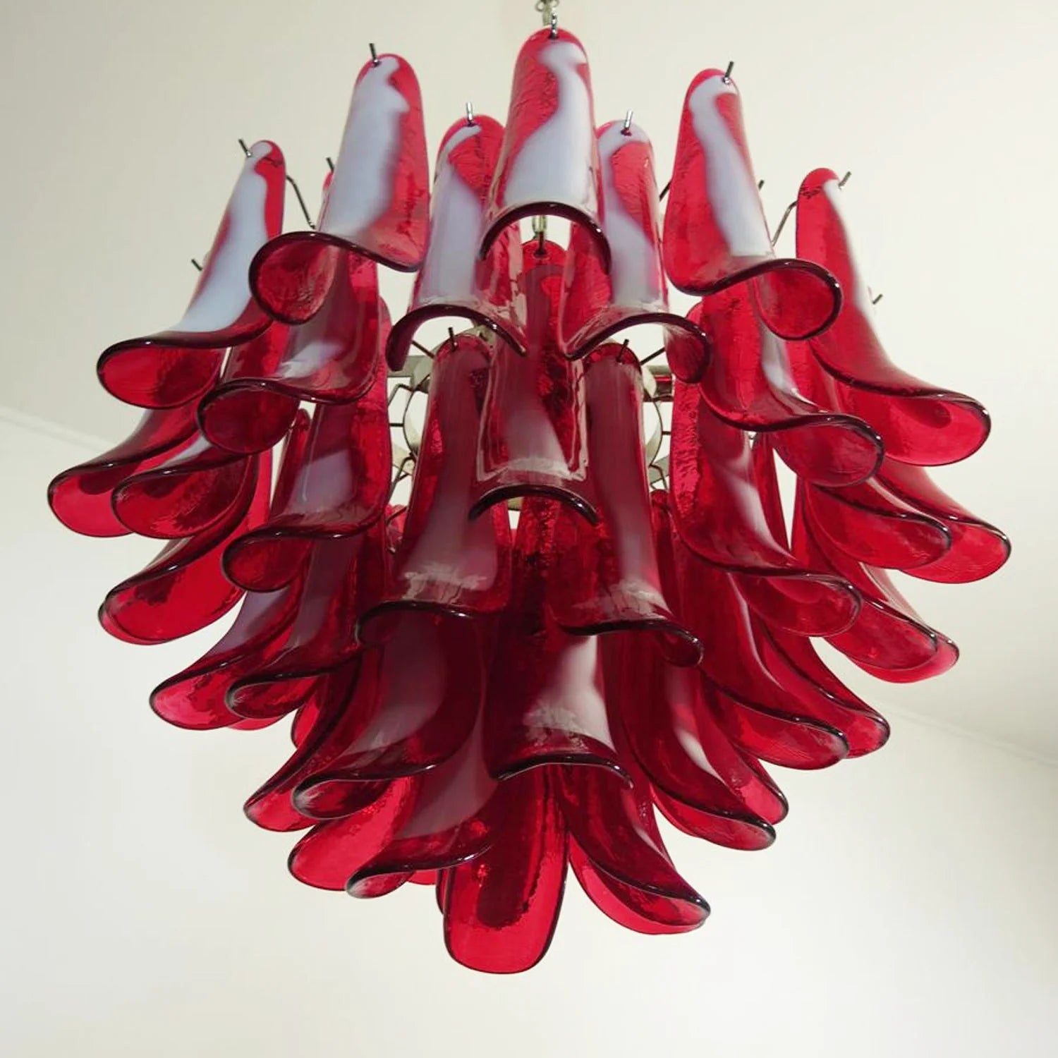 Vintage Red Glass Murano Petals Chandelier - Nuvé