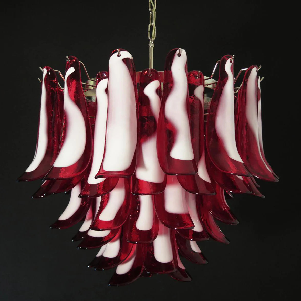 Vintage Red Glass Murano Petals Chandelier - Nuvé