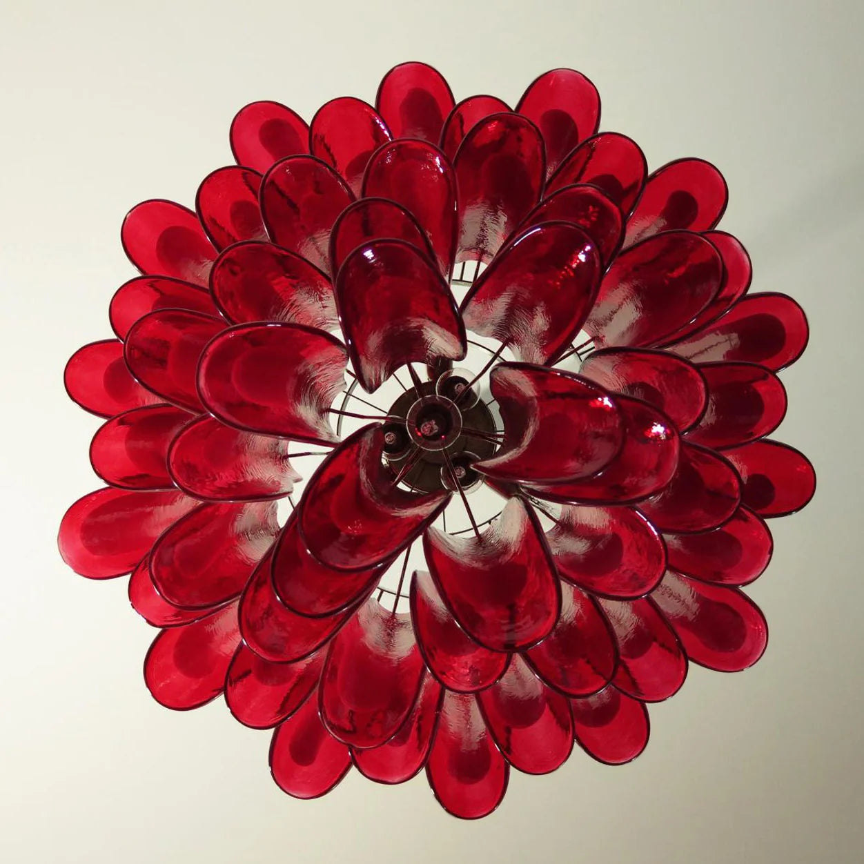 Vintage Red Glass Murano Petals Chandelier - Nuvé