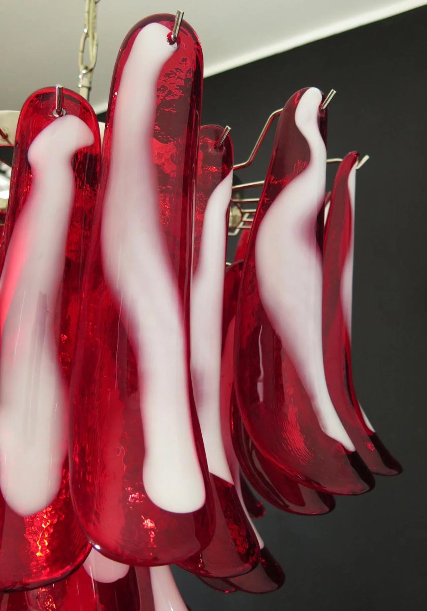 Vintage Red Glass Murano Petals Chandelier - Nuvé