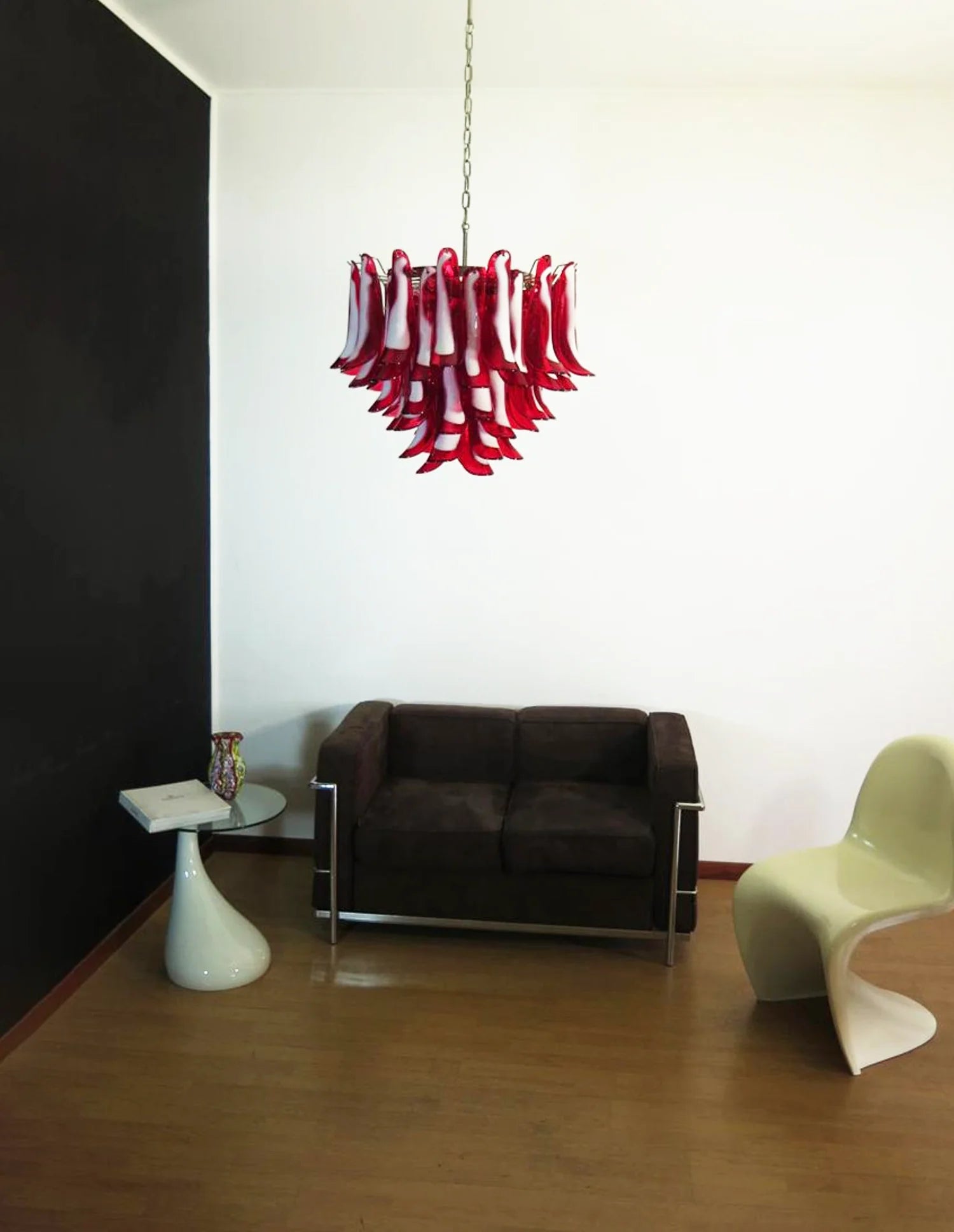 Vintage Red Glass Murano Petals Chandelier - Nuvé