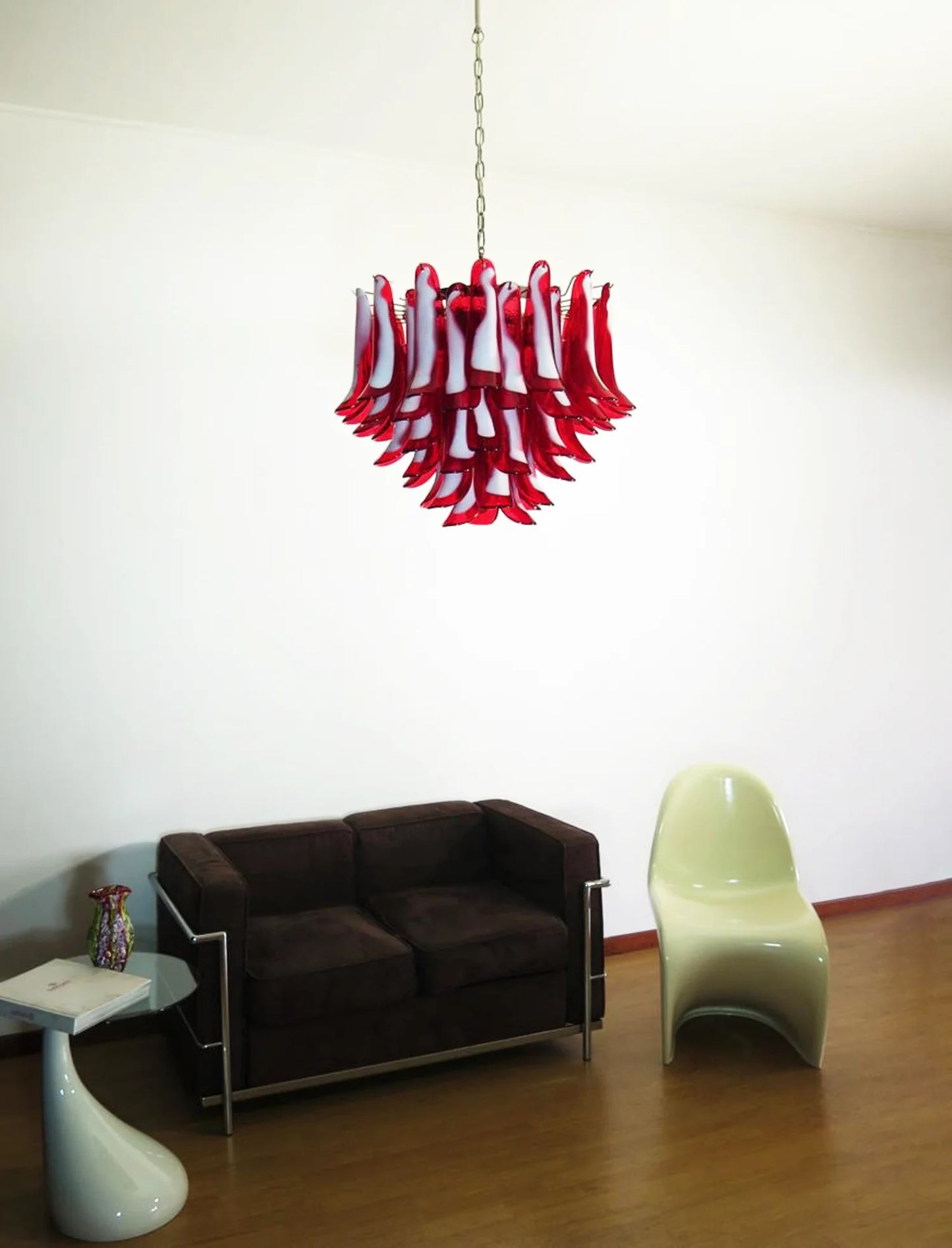 Vintage Red Glass Murano Petals Chandelier - Nuvé