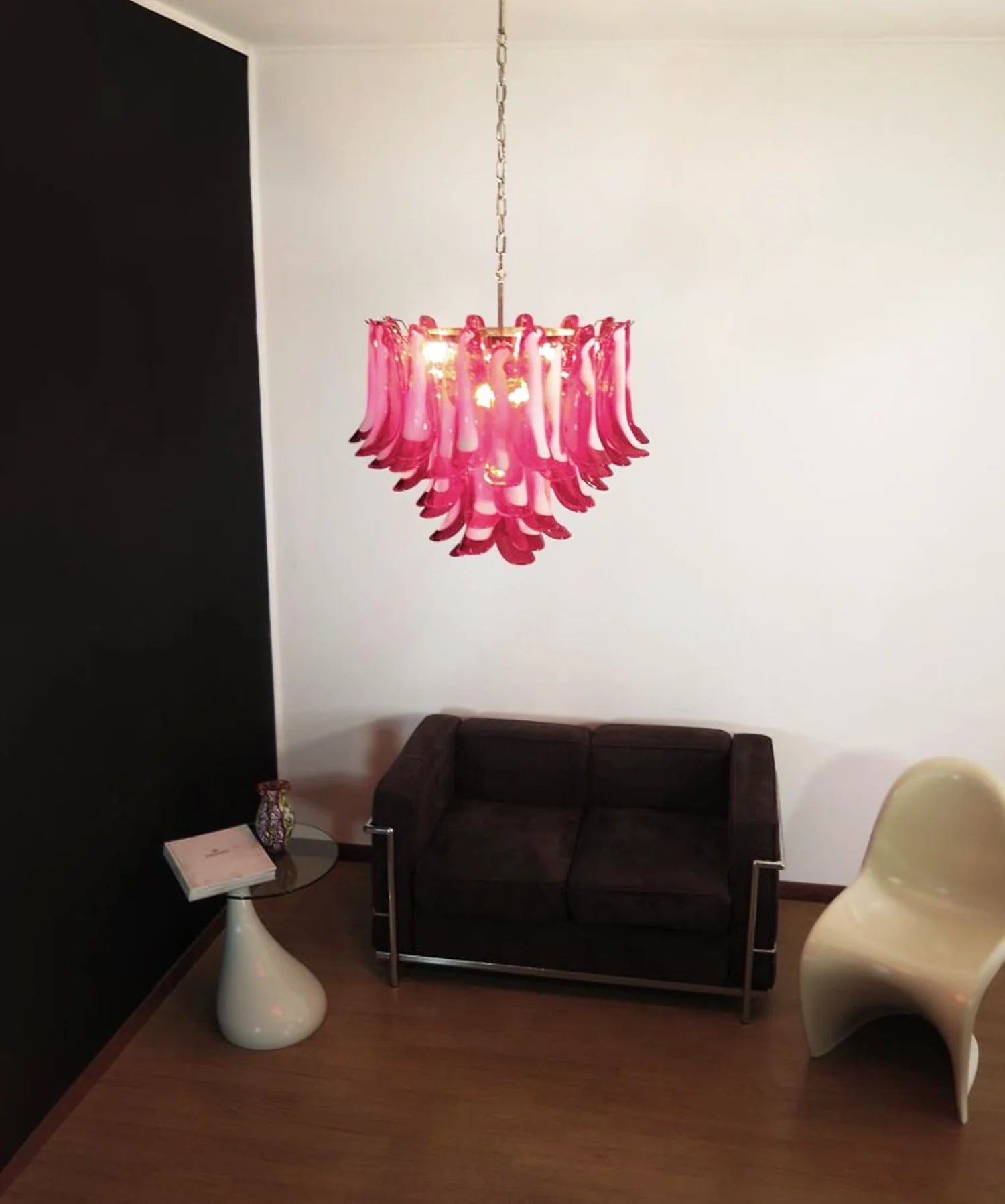 Vintage Red Glass Murano Petals Chandelier - Nuvé