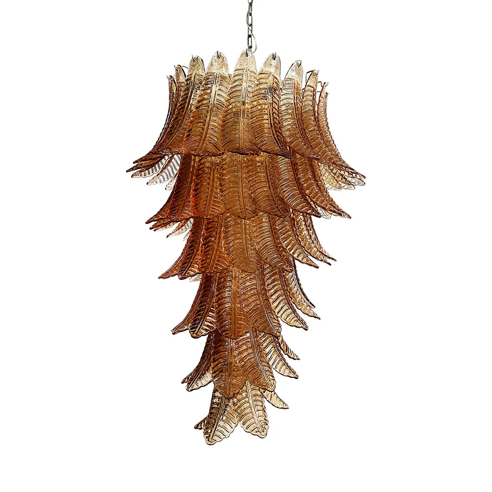 Murano Amber Felch Spiral Chandelier - Nuvé