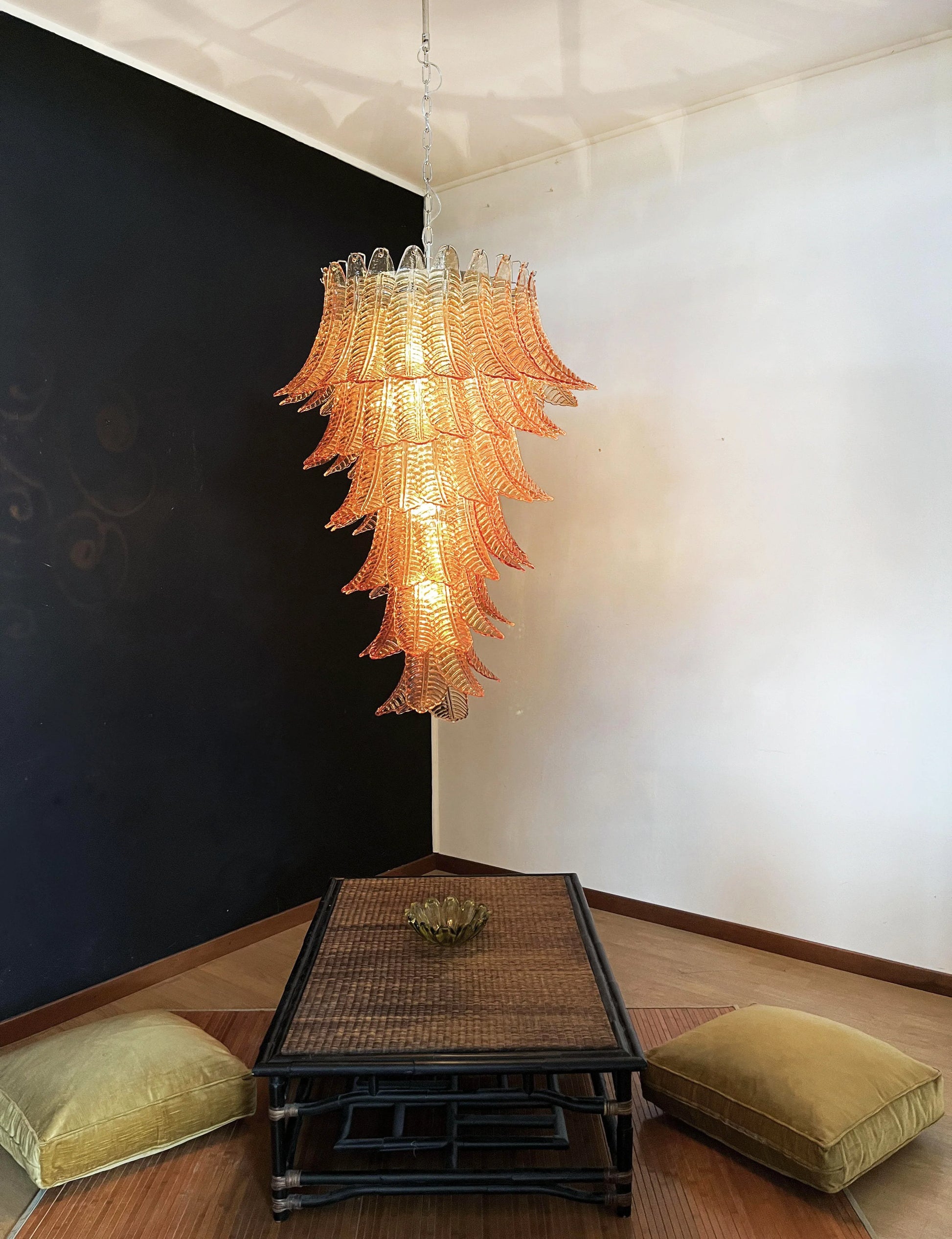 Murano Amber Felch Spiral Chandelier - Nuvé