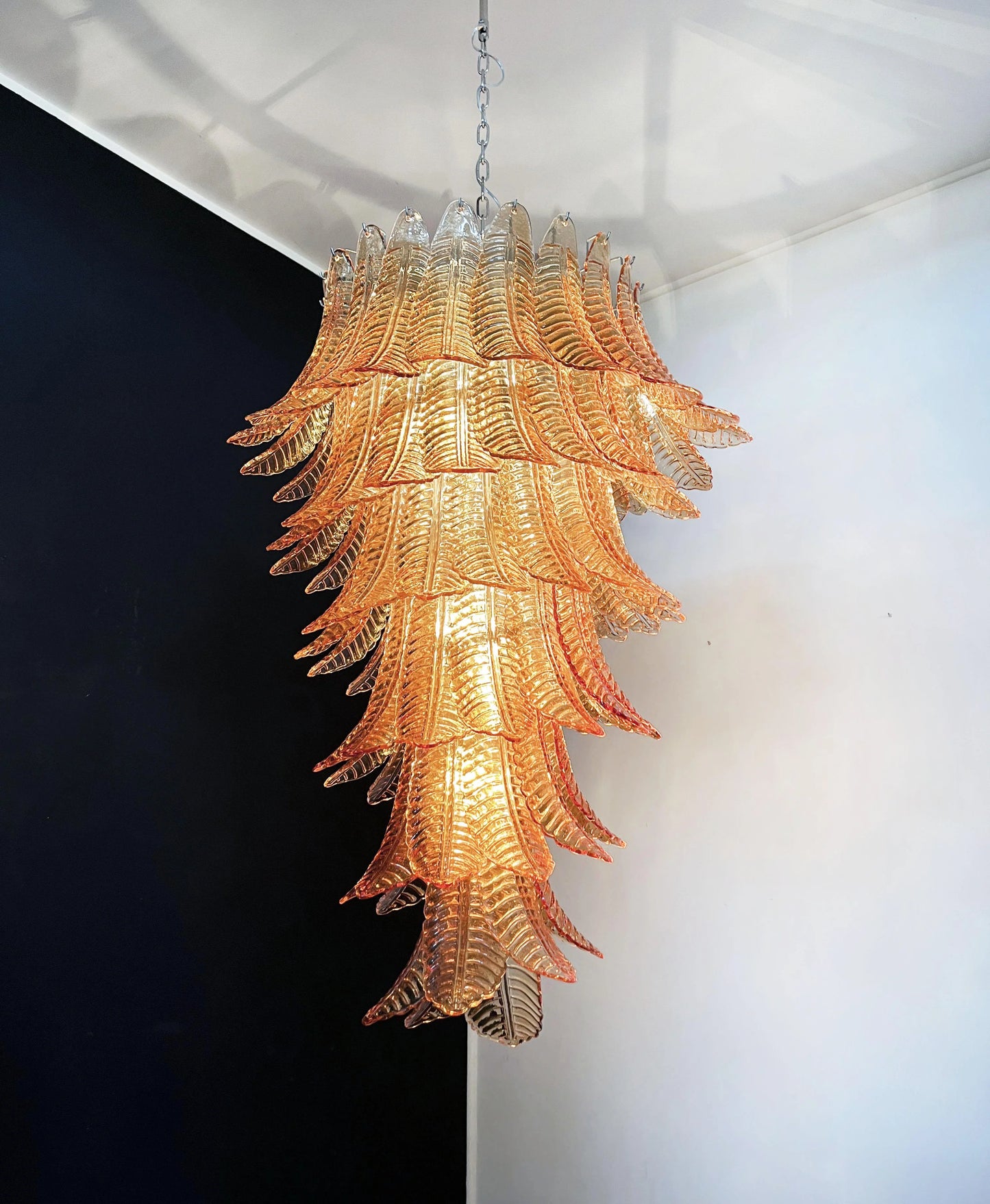 Murano Amber Felch Spiral Chandelier - Nuvé