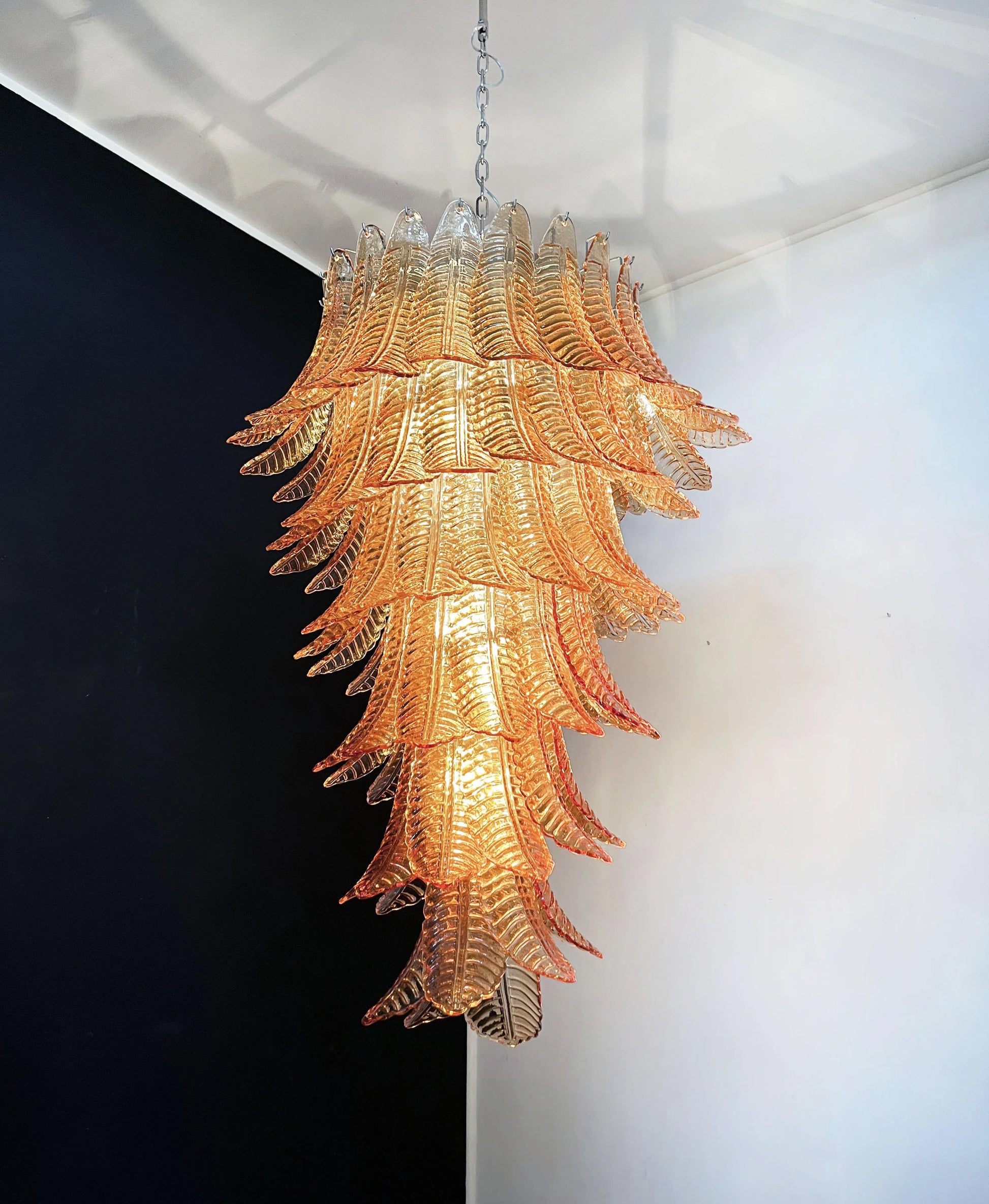 Murano Amber Felch Spiral Chandelier - Nuvé
