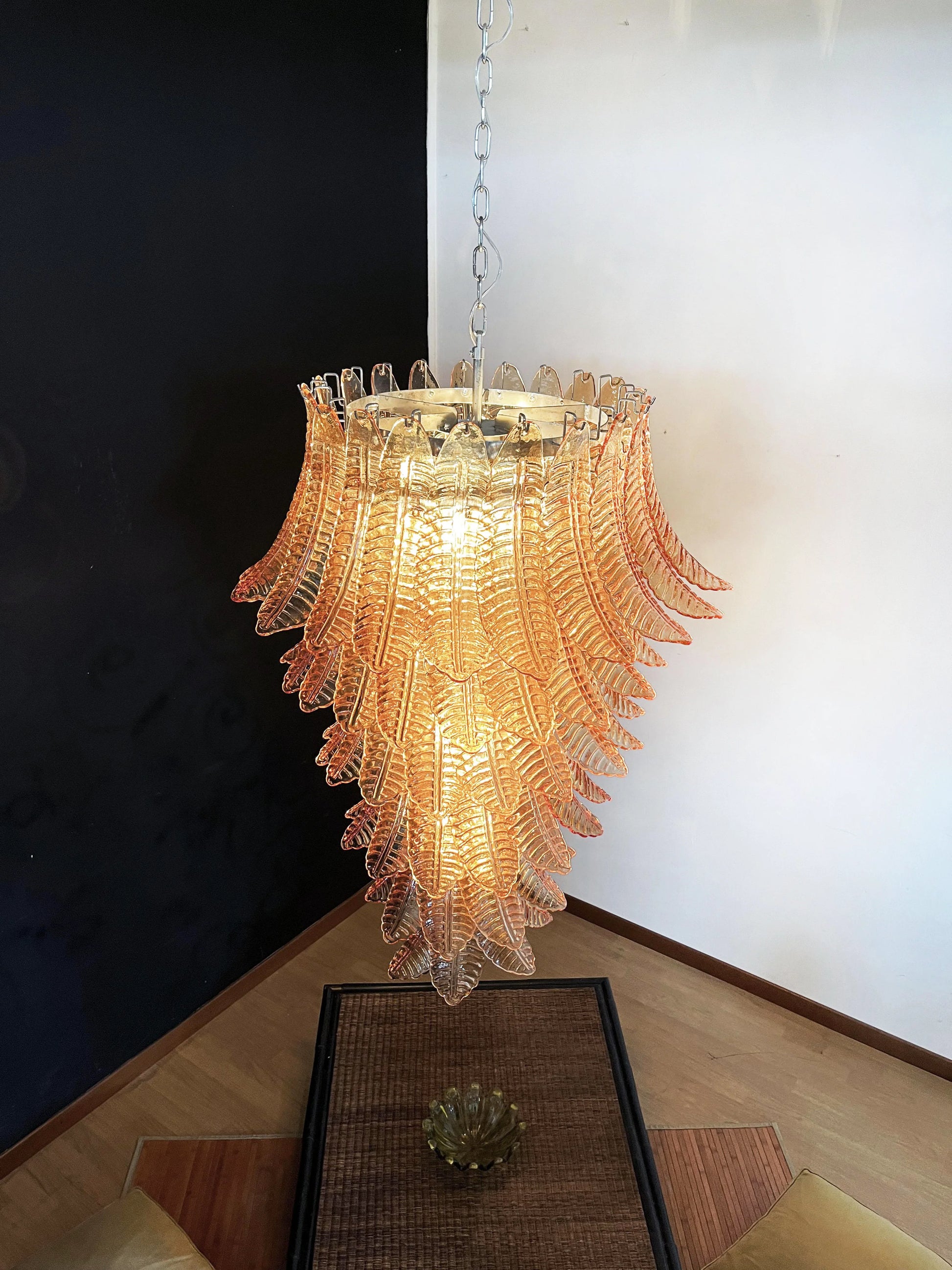 Murano Amber Felch Spiral Chandelier - Nuvé