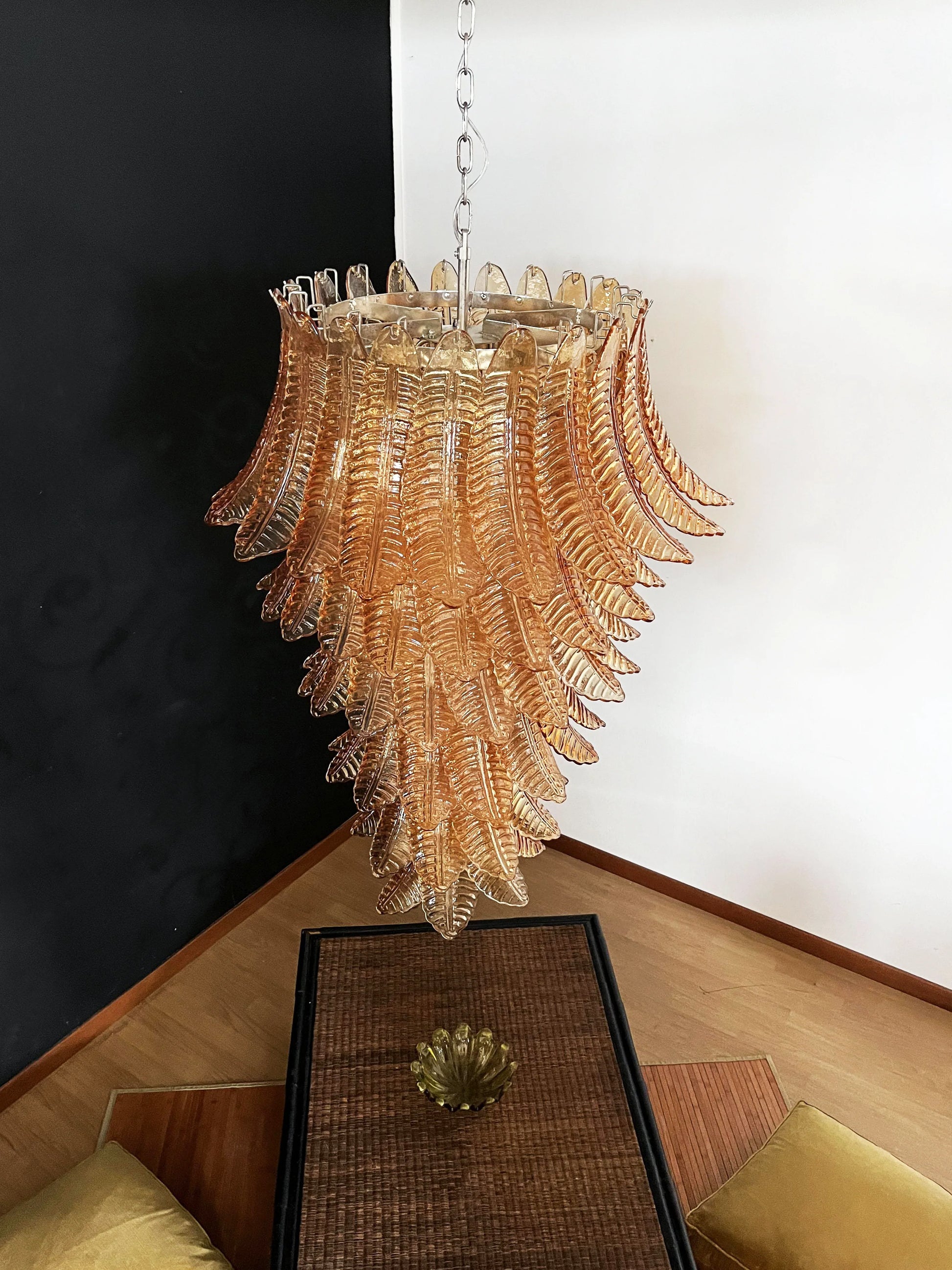 Murano Amber Felch Spiral Chandelier - Nuvé