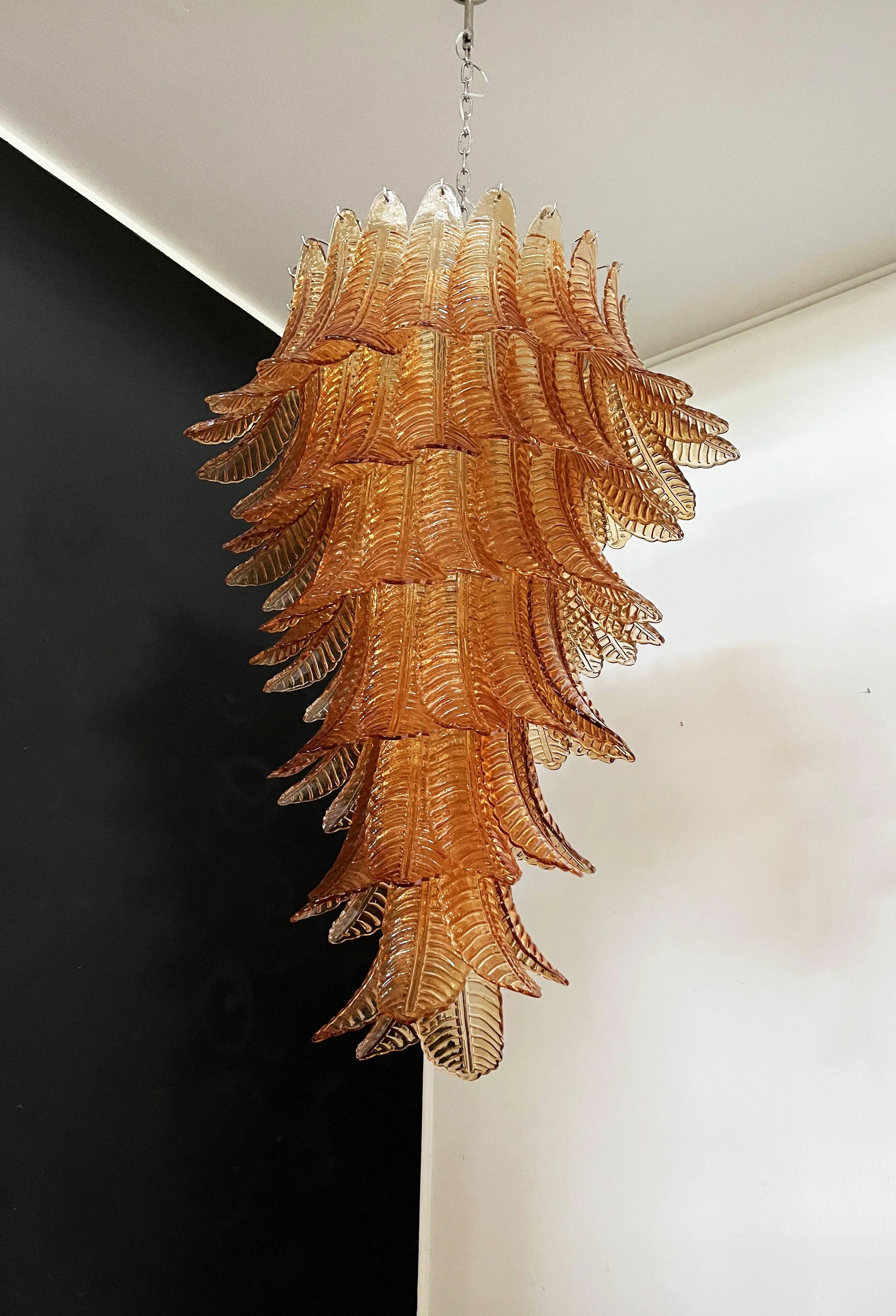 Murano Amber Felch Spiral Chandelier - Nuvé