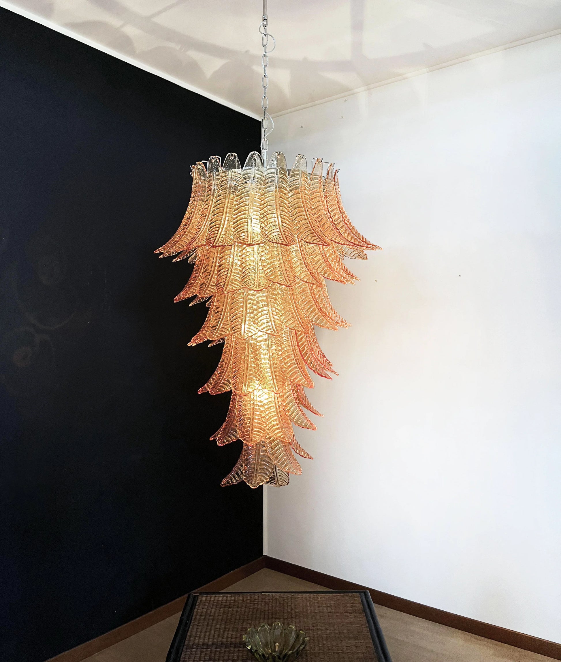 Murano Amber Felch Spiral Chandelier - Nuvé