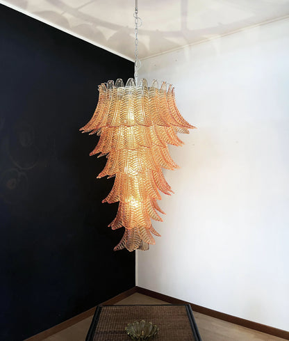 Murano Amber Felch Spiral Chandelier - Nuvé
