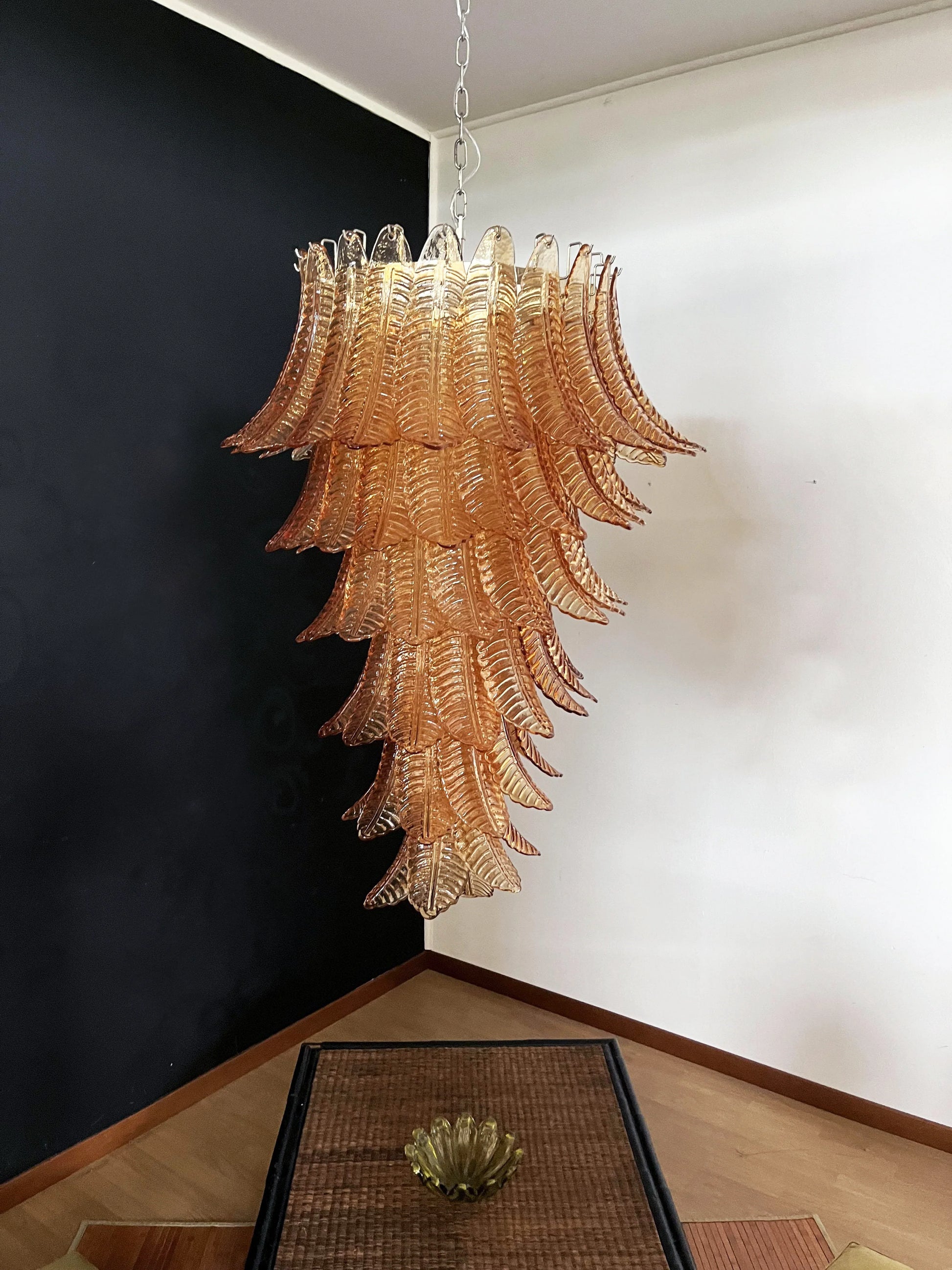 Murano Amber Felch Spiral Chandelier - Nuvé