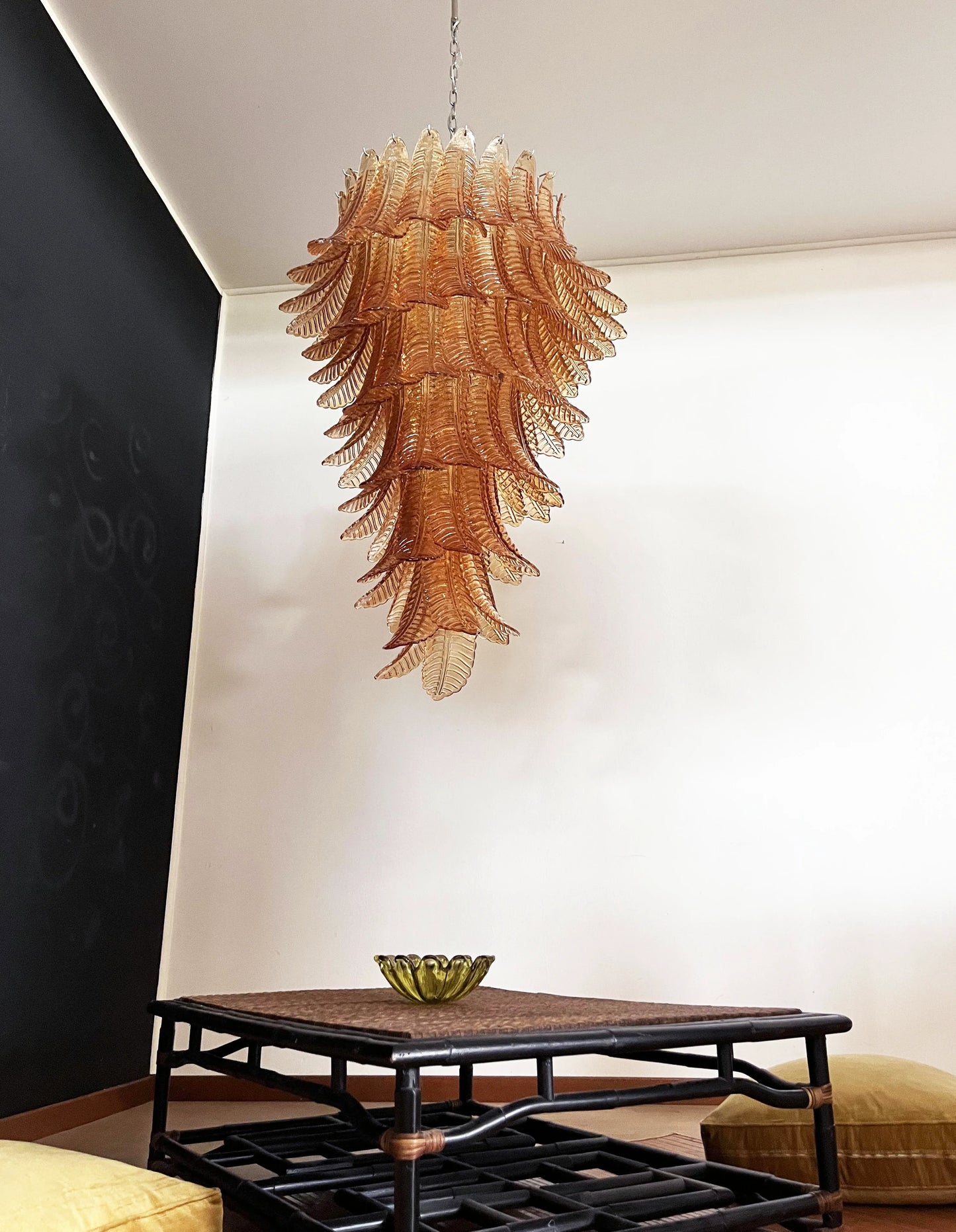 Murano Amber Felch Spiral Chandelier - Nuvé