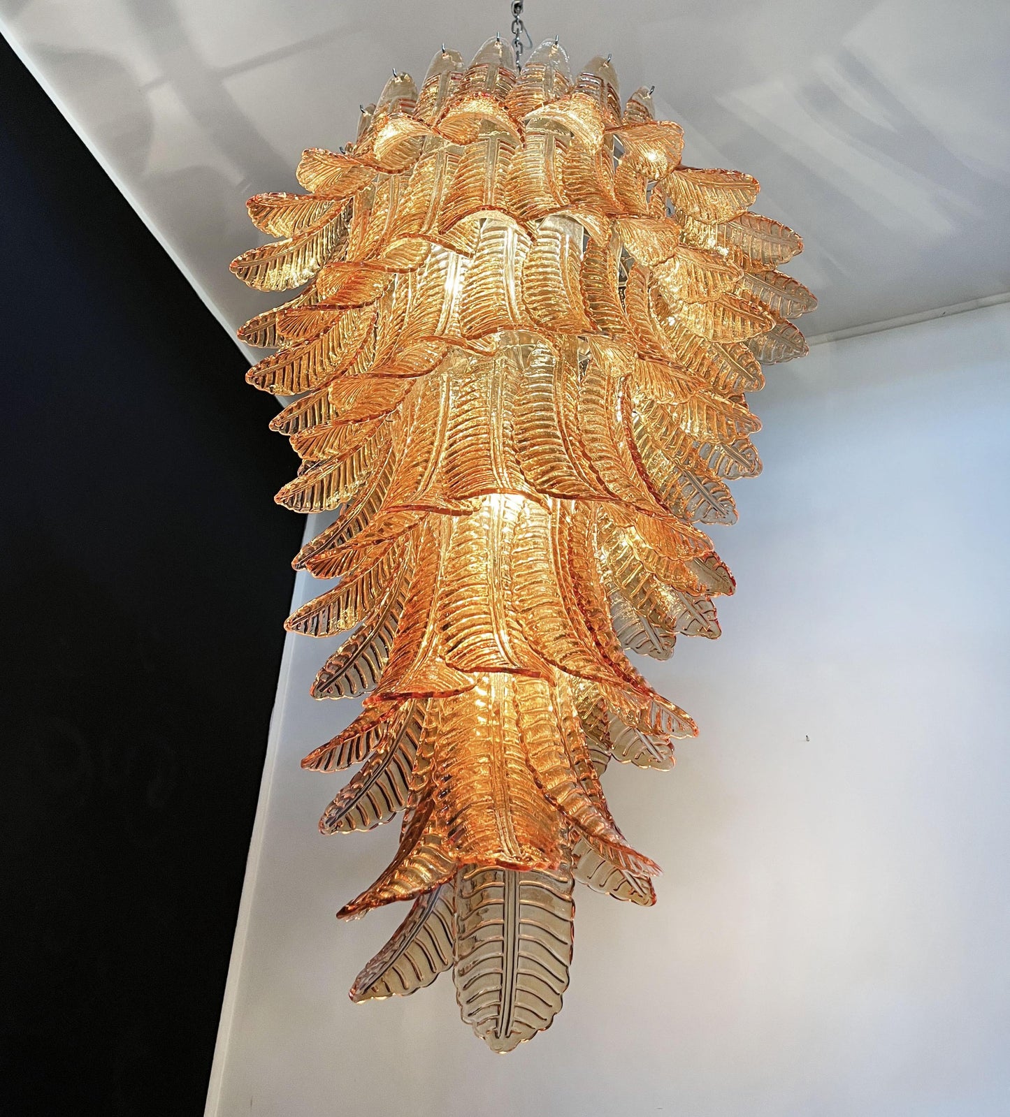 Murano Amber Felch Spiral Chandelier - Nuvé