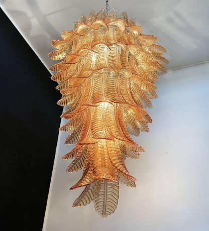 Murano Amber Felch Spiral Chandelier - Nuvé