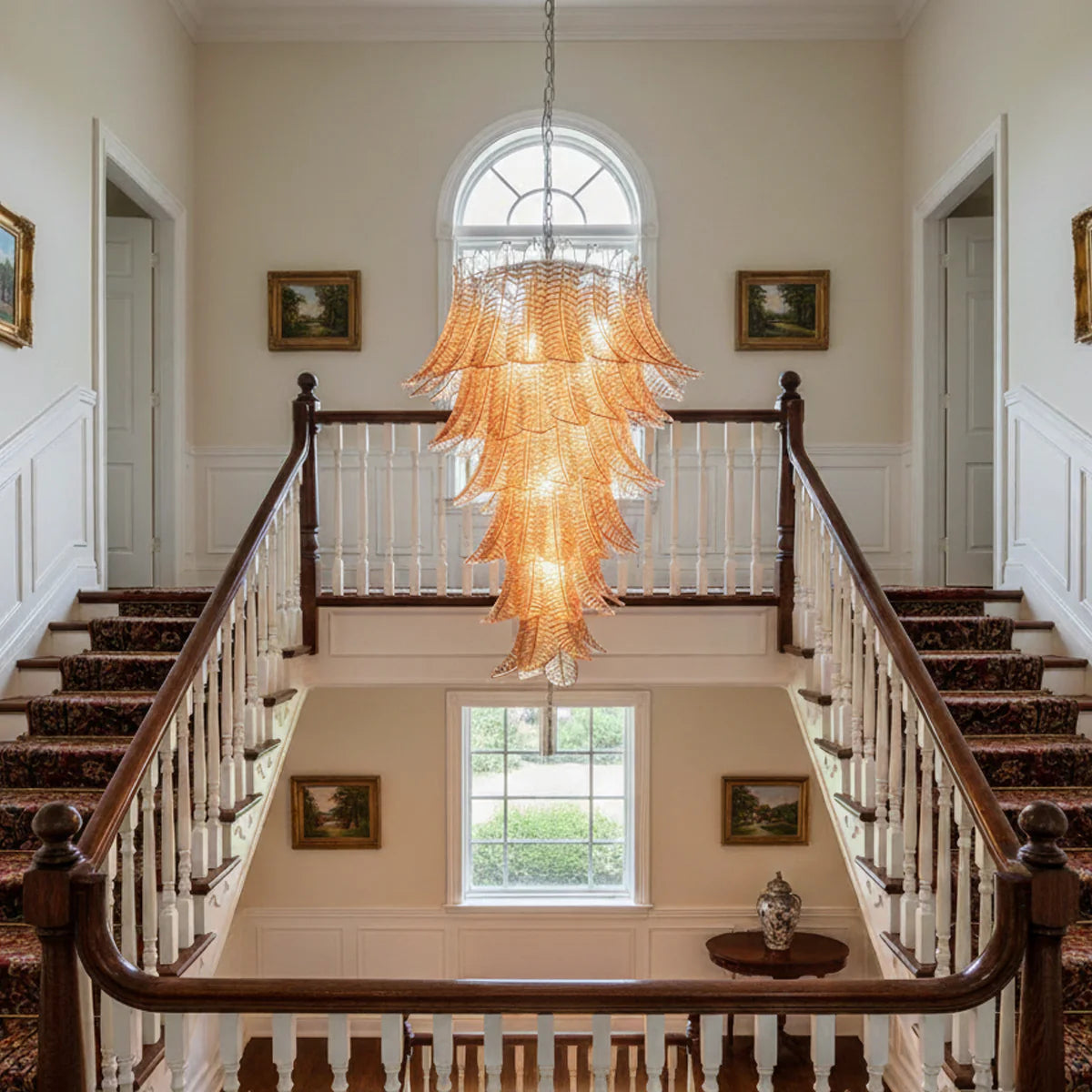 Murano Amber Felch Spiral Chandelier