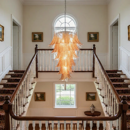 Murano Amber Felch Spiral Chandelier