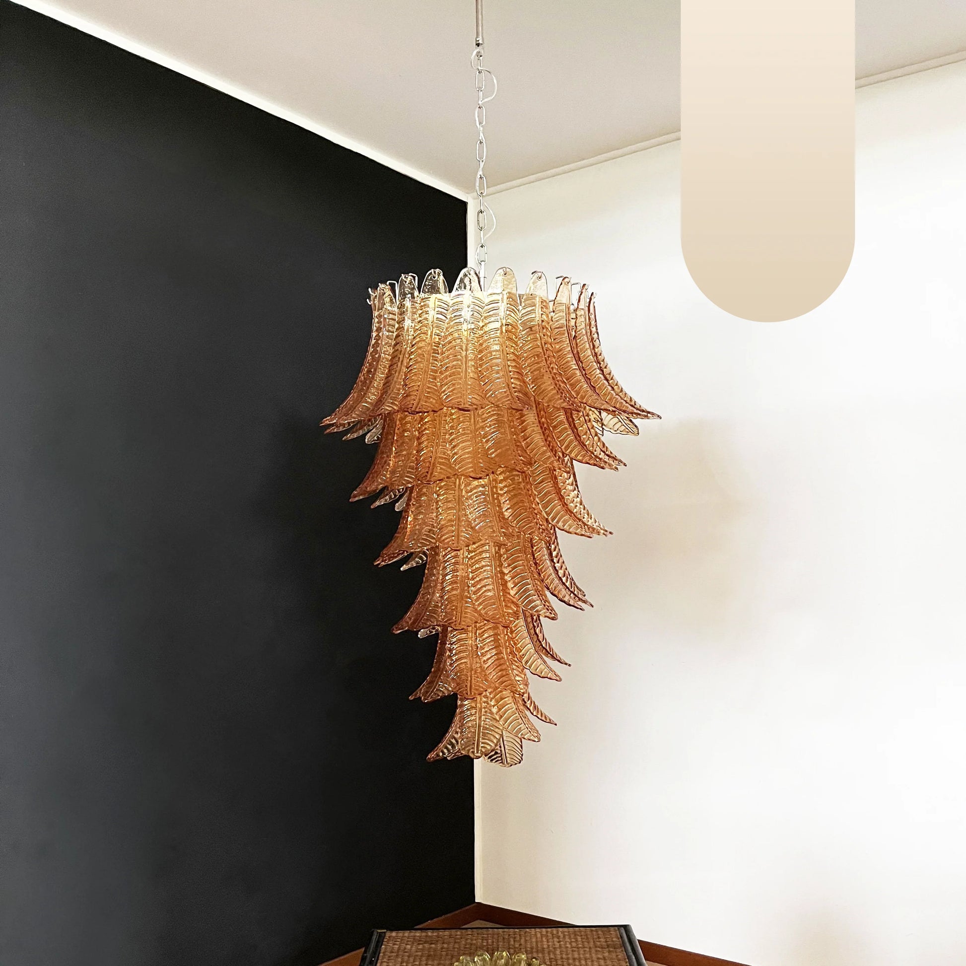 Murano Amber Felch Spiral Chandelier - Nuvé