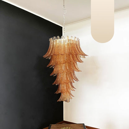 Murano Amber Felch Spiral Chandelier - Nuvé