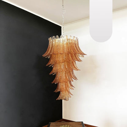 Murano Amber Felch Spiral Chandelier - Nuvé