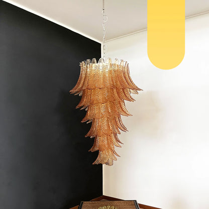 Murano Amber Felch Spiral Chandelier - Nuvé