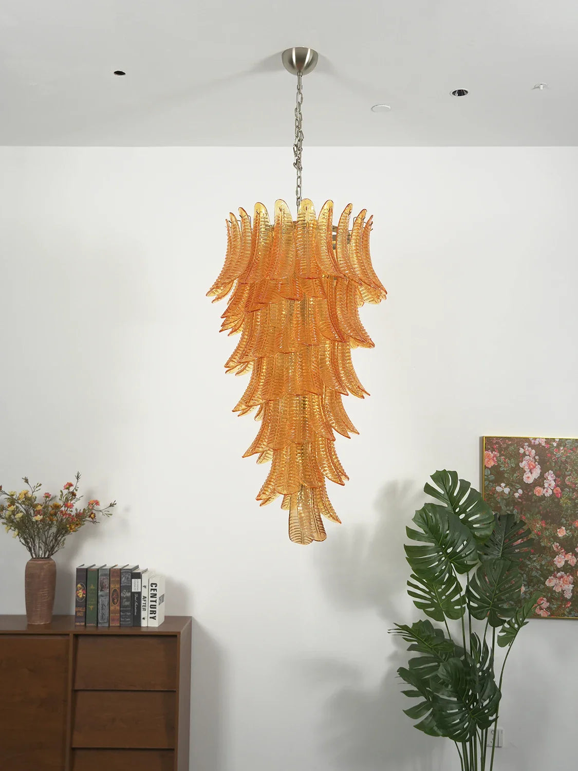 Murano Amber Felch Spiral Chandelier - Nuvé
