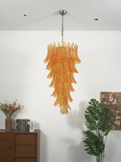 Murano Amber Felch Spiral Chandelier - Nuvé