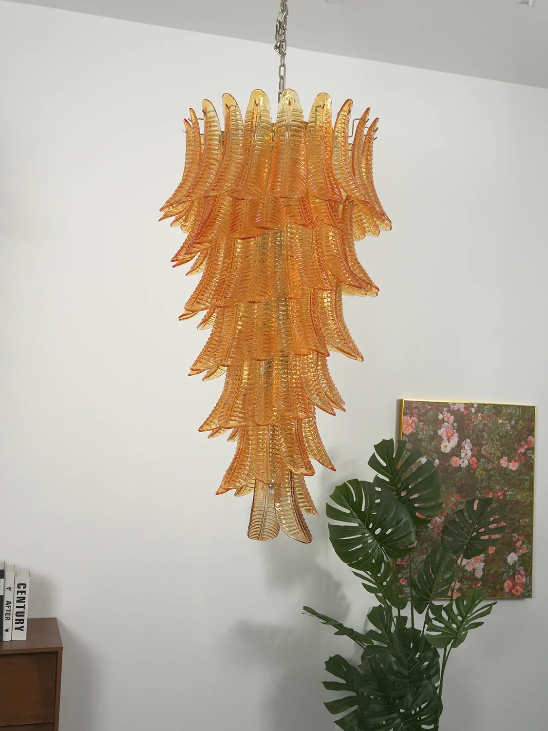 Murano Amber Felch Spiral Chandelier - Nuvé
