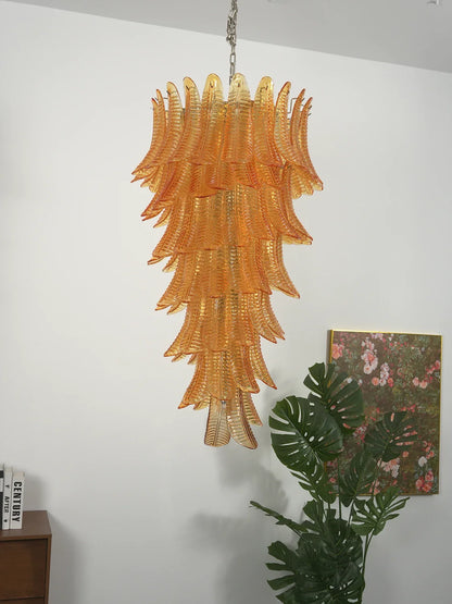 Murano Amber Felch Spiral Chandelier - Nuvé