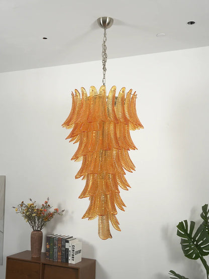 Murano Amber Felch Spiral Chandelier - Nuvé