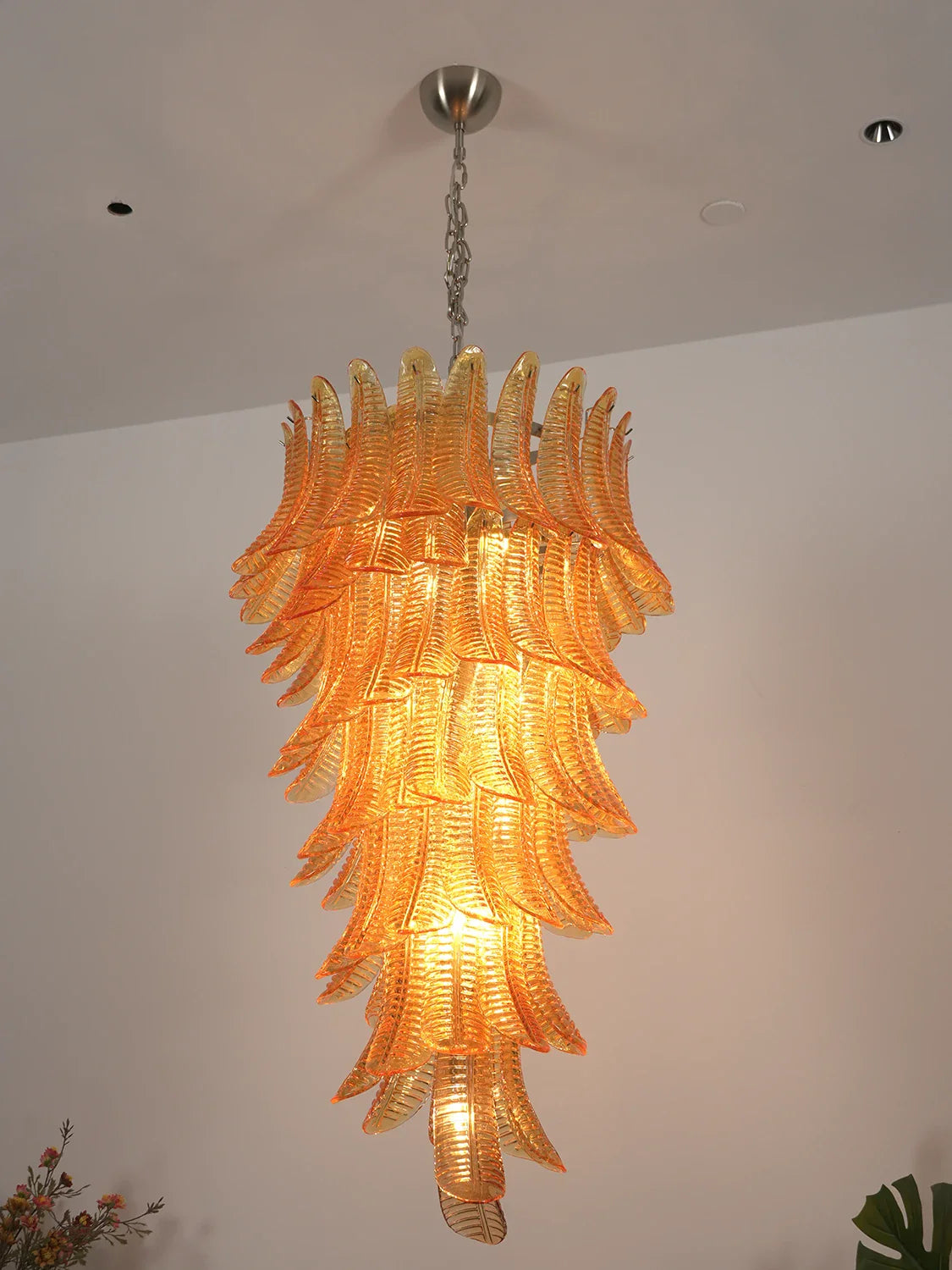 Murano Amber Felch Spiral Chandelier - Nuvé