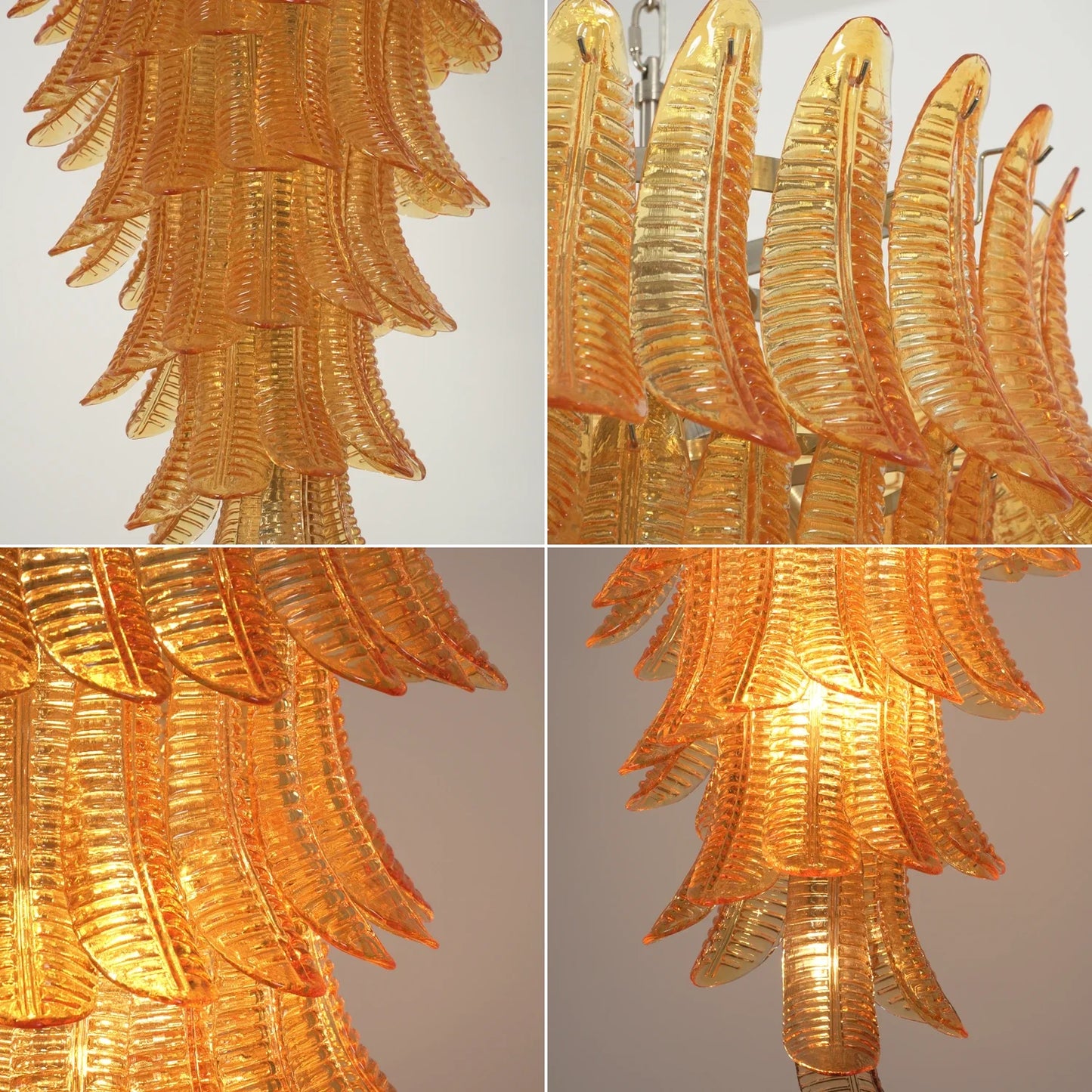 Murano Amber Felch Spiral Chandelier - Nuvé