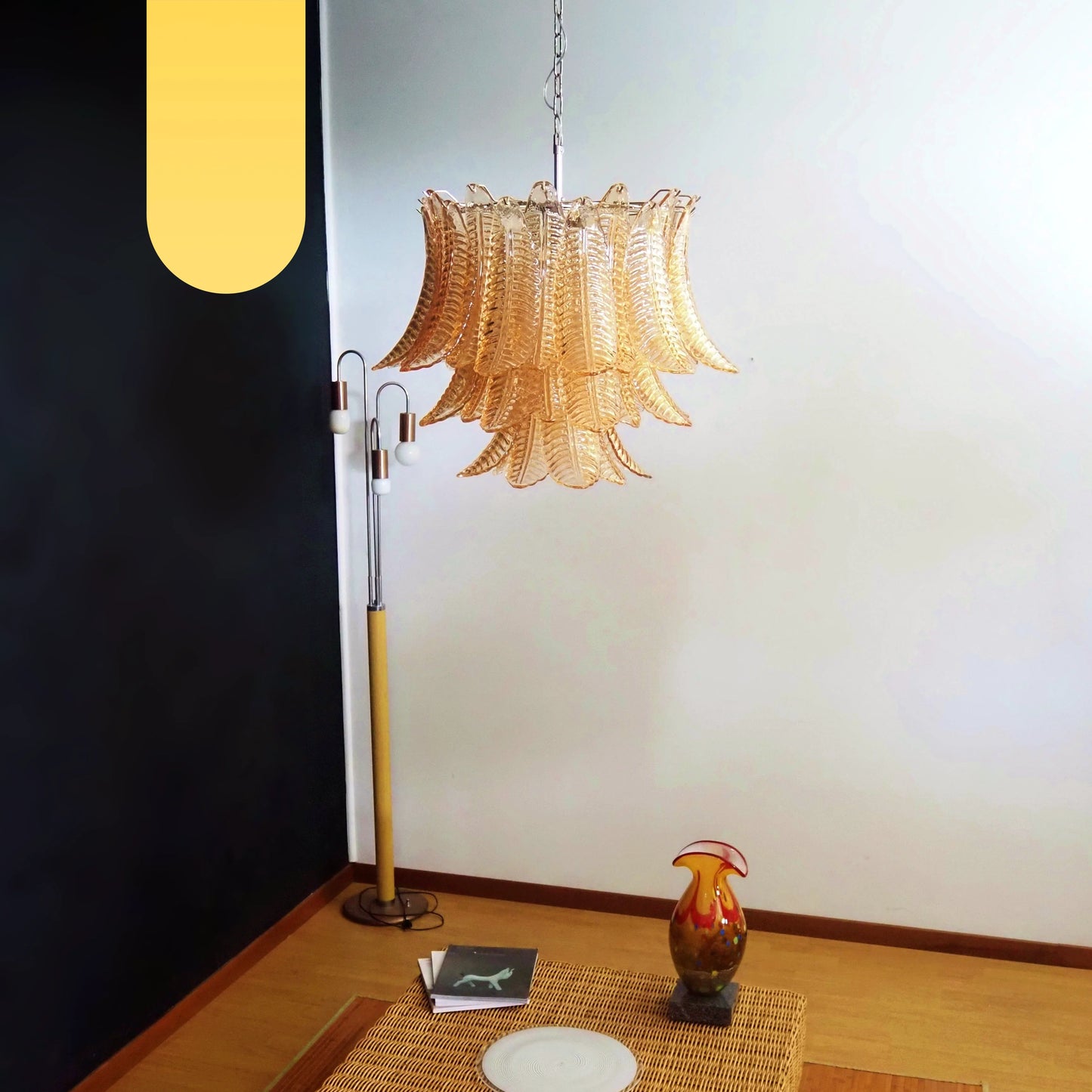 Murano Amber Ferns Glass Chandelier - Nuvé