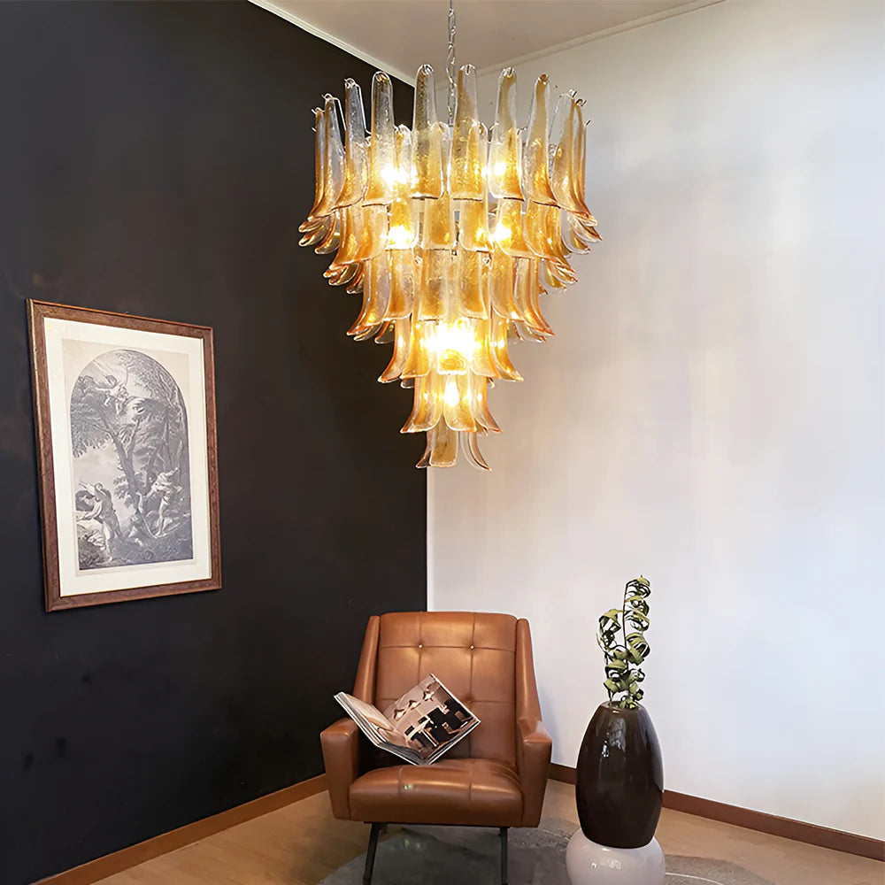 Murano Amber Glass Petals Chandelier - Nuvé