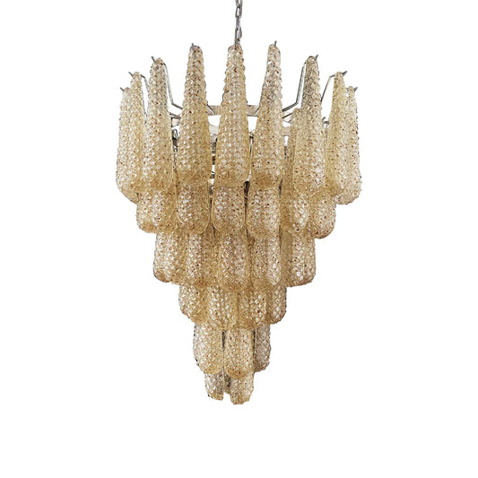 Vintage Amber Murano Glass Petals Drop Chandelier - Nuvé