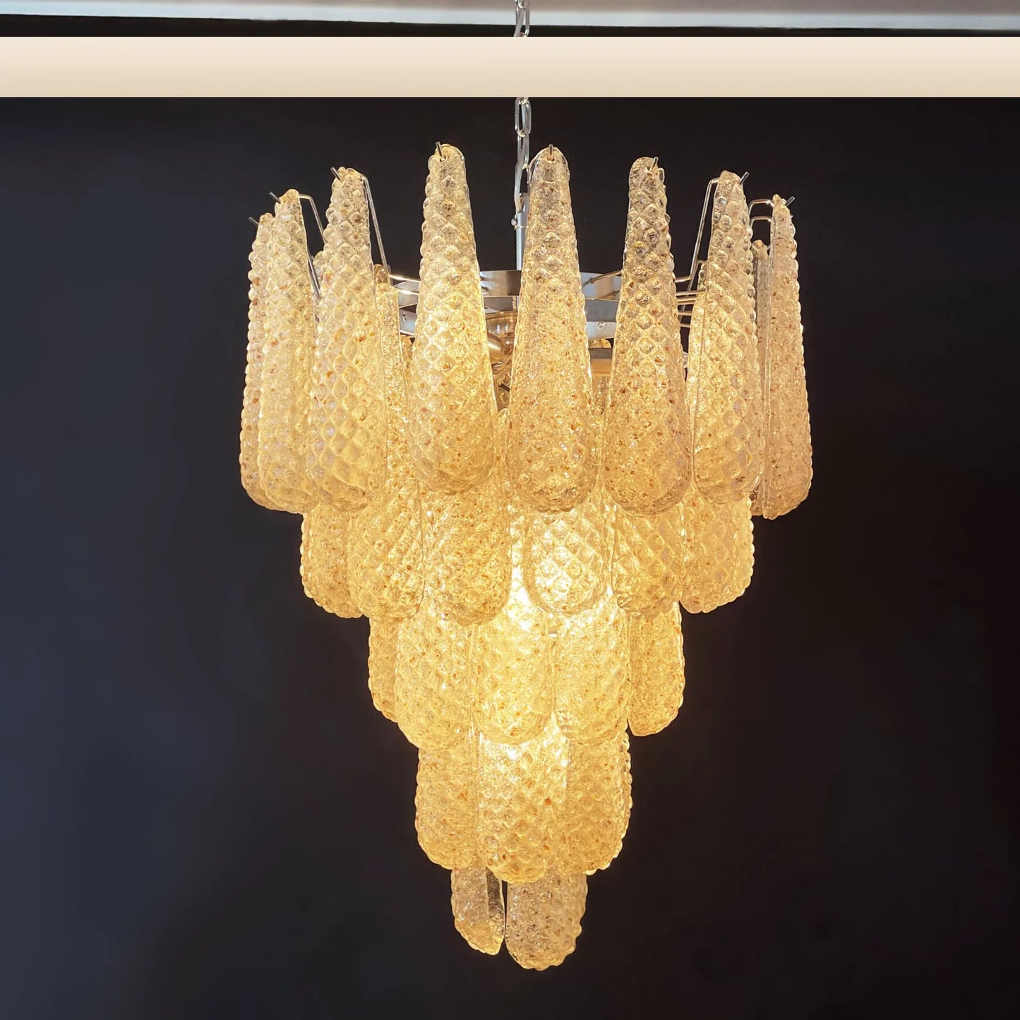 Vintage Amber Murano Glass Petals Drop Chandelier - Nuvé