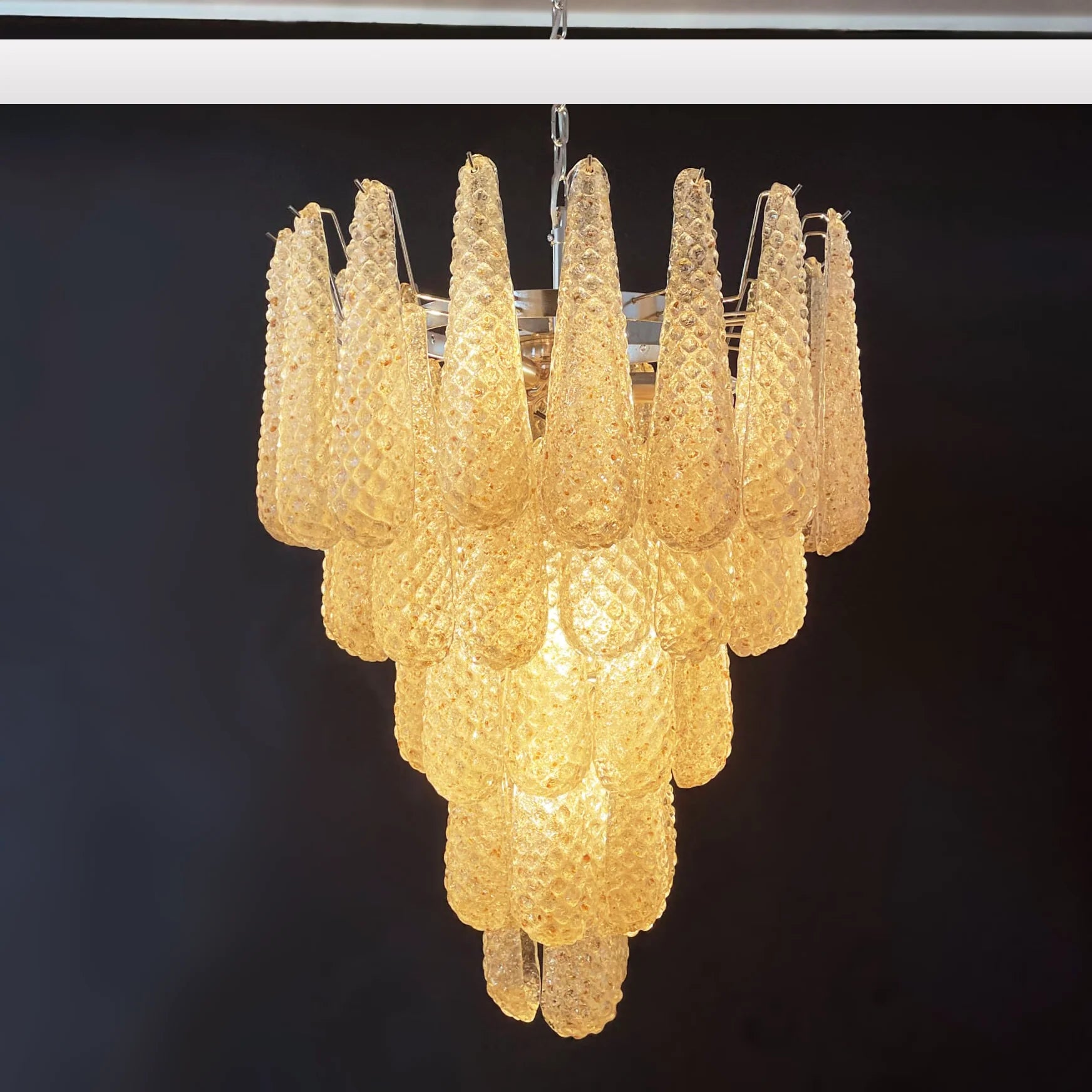 Vintage Amber Murano Glass Petals Drop Chandelier - Nuvé
